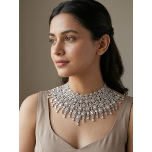 Gold Bridal Choker Necklace with American Diamonds | Luxury Statement Wedding Jewel