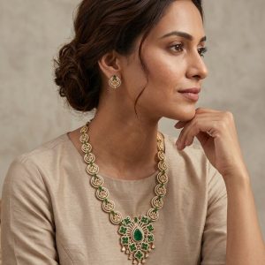 EmeraldNecklace Set | Gold Plated Statement Jewelry Set