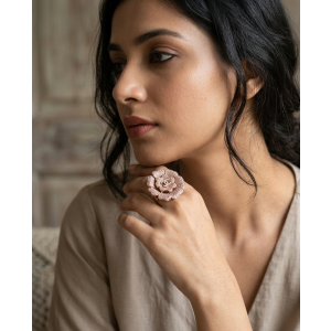 Rose Gold Floral Diamond Statement Ring | Elegant Cocktail Ring for Women